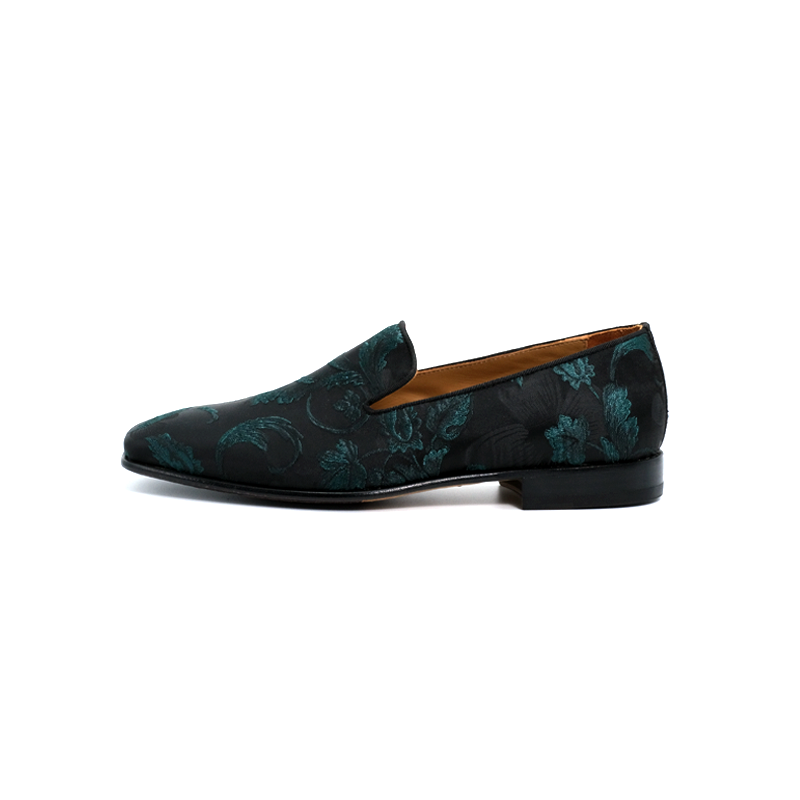 SIROLO - FIORI | Forest Green Silk Loafer