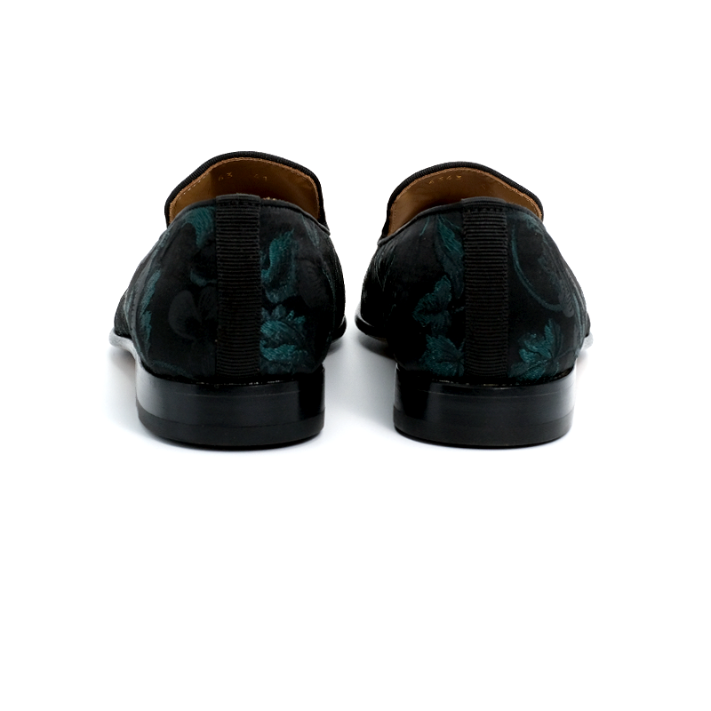 SIROLO - FIORI | Forest Green Silk Loafer
