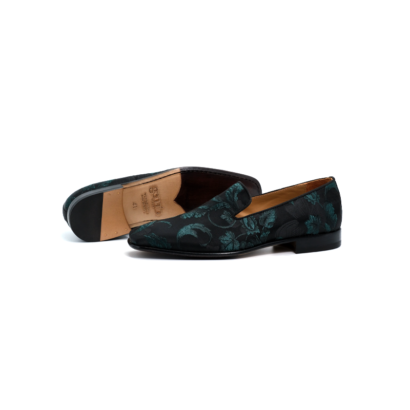 SIROLO - FIORI | Forest Green Silk Loafer