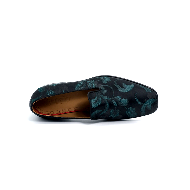 SIROLO - FIORI | Forest Green Silk Loafer