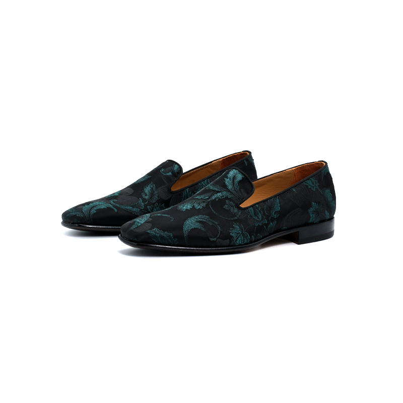 SIROLO - FIORI | Forest Green Silk Loafer