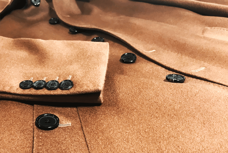 Genaio™ handmade custom overcoat made in Loro Piana cashmere fabric with AMF stitching 