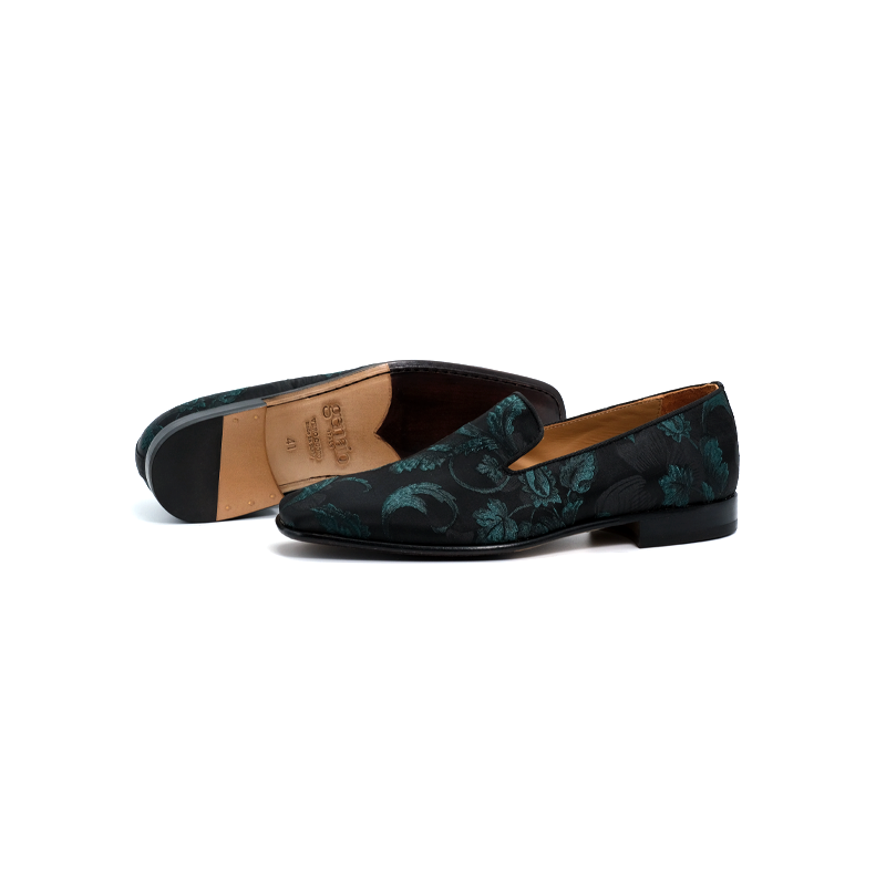 SIROLO - FIORI | Forrest Green Silk Loafer