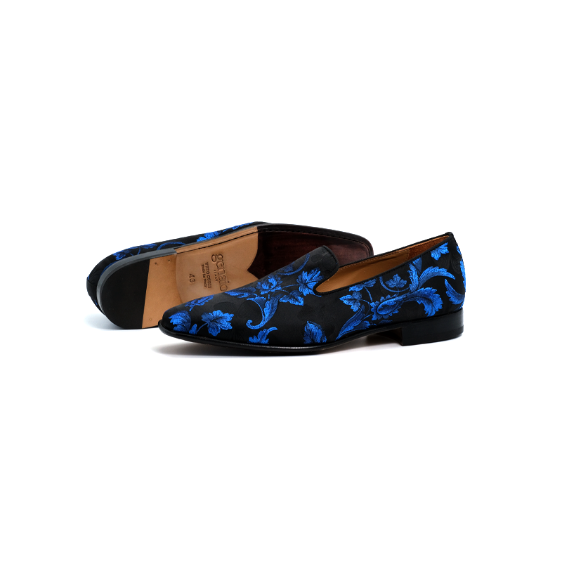 SIROLO - FIORI | Royal Blue Silk loafer